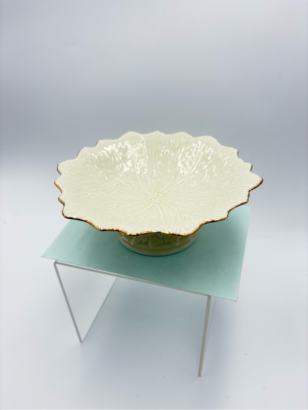 Vintage Whitehall The Crown Classics Cream Leaf Porcelain 18K Gold Trim Compote